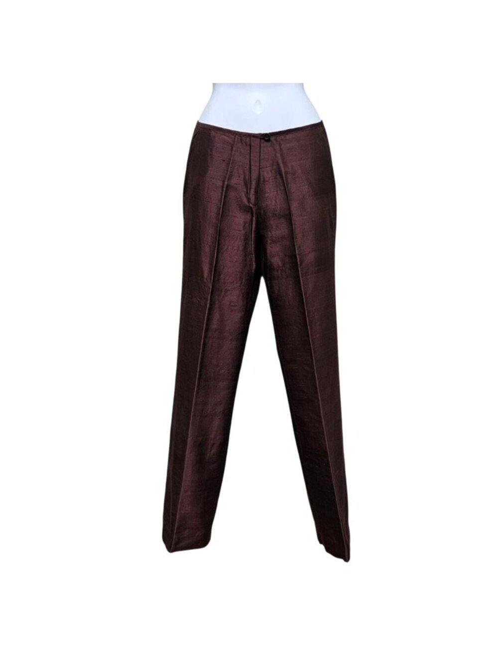 Vintage Fairly Chocolate Brown Silk Wide Leg Pants Italy Sz 40 23" Waist